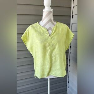Tahari Women Top T-Shirt Short Sleeve Linen Sz M